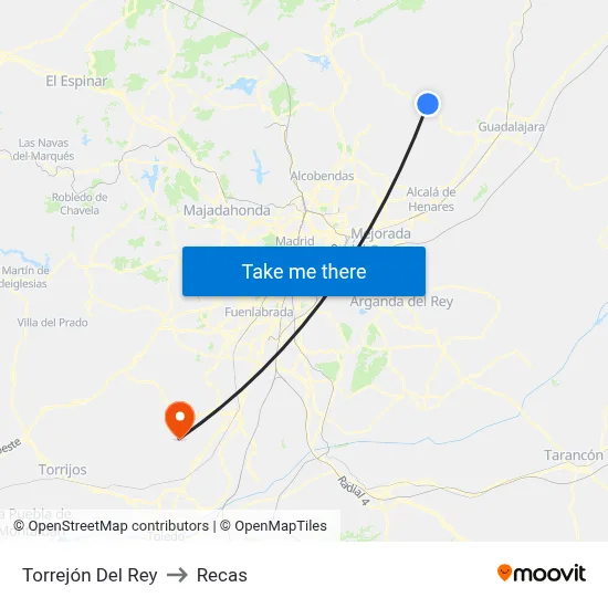 Torrejón Del Rey to Recas map