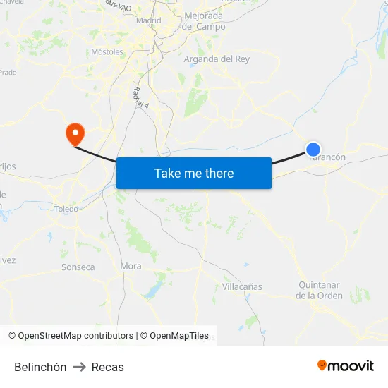 Belinchón to Recas map