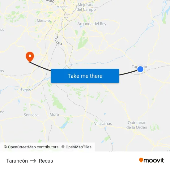 Tarancón to Recas map