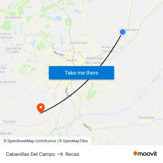 Cabanillas Del Campo to Recas map