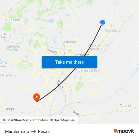 Marchamalo to Recas map