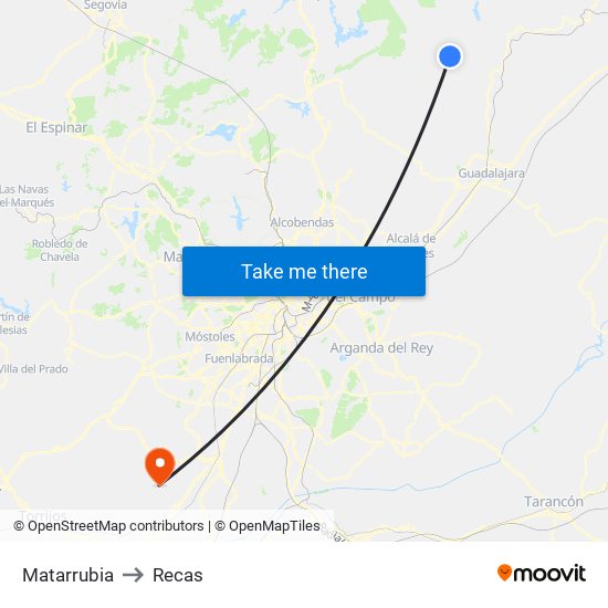 Matarrubia to Recas map