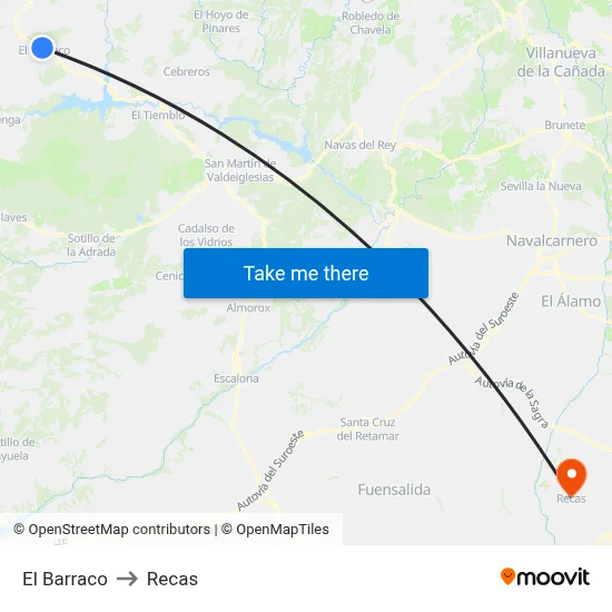 El Barraco to Recas map