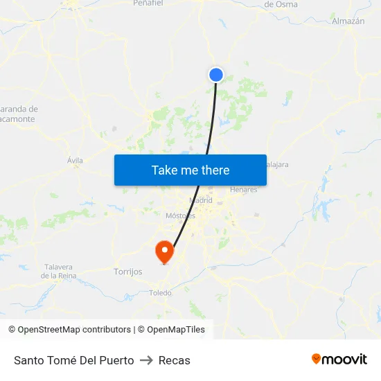 Santo Tomé Del Puerto to Recas map