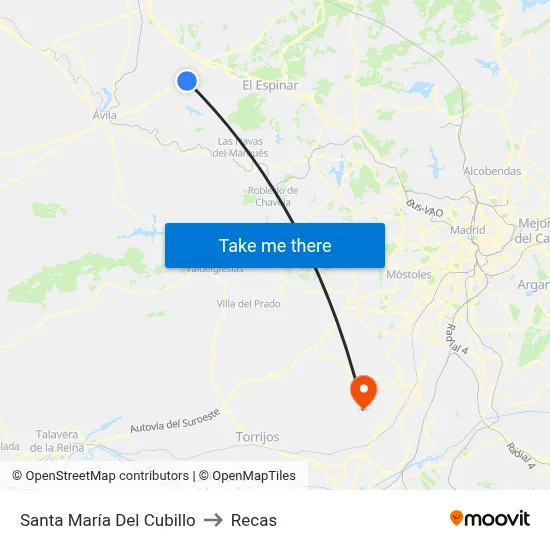 Santa María Del Cubillo to Recas map