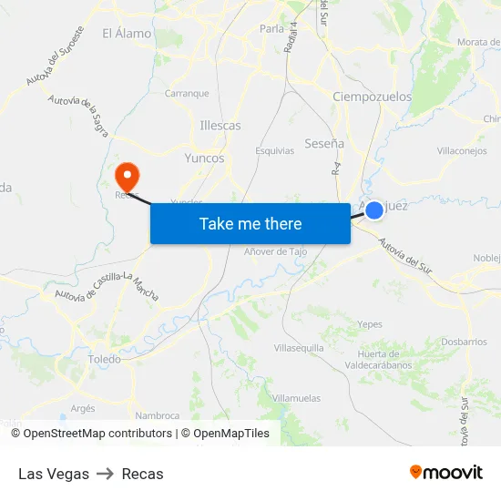 Las Vegas to Recas map