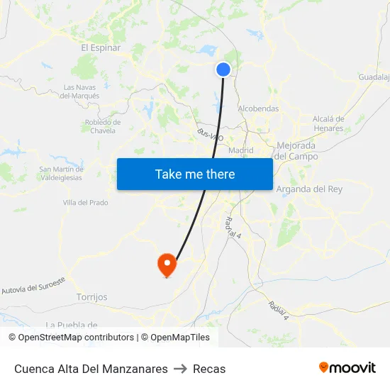 Cuenca Alta Del Manzanares to Recas map