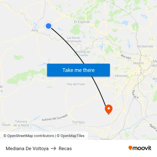 Mediana De Voltoya to Recas map
