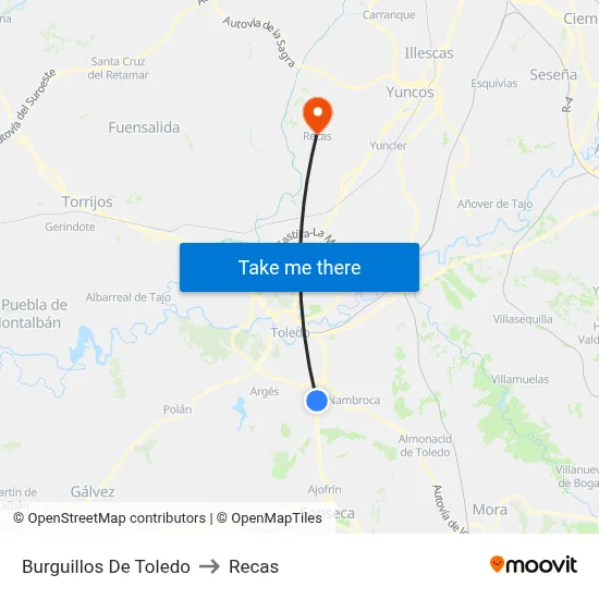 Burguillos De Toledo to Recas map