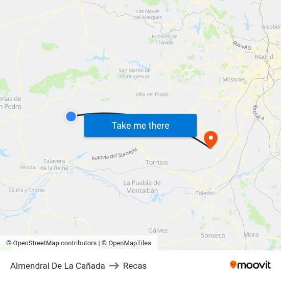 Almendral De La Cañada to Recas map
