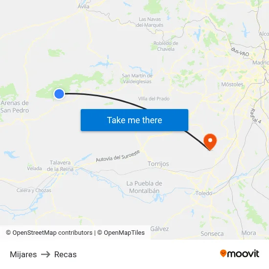 Mijares to Recas map