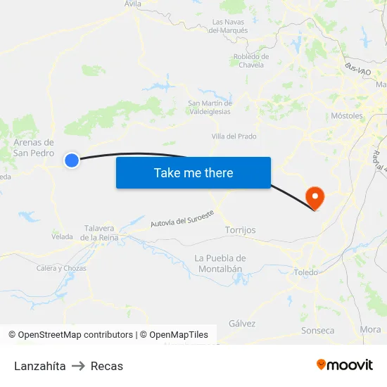 Lanzahíta to Recas map