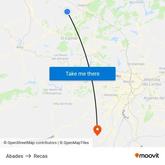 Abades to Recas map
