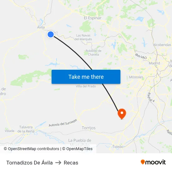 Tornadizos De Ávila to Recas map