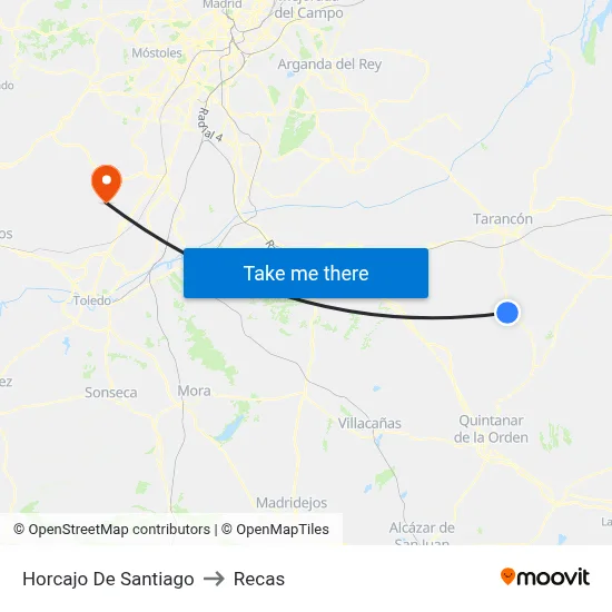 Horcajo De Santiago to Recas map