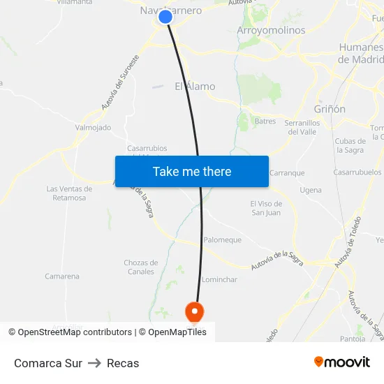 Comarca Sur to Recas map