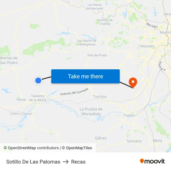 Sotillo De Las Palomas to Recas map