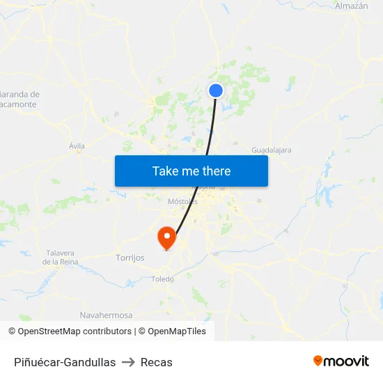 Piñuécar-Gandullas to Recas map
