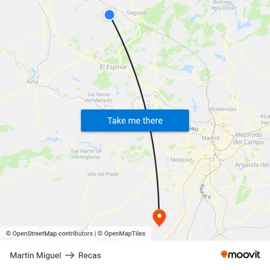 Martín Miguel to Recas map