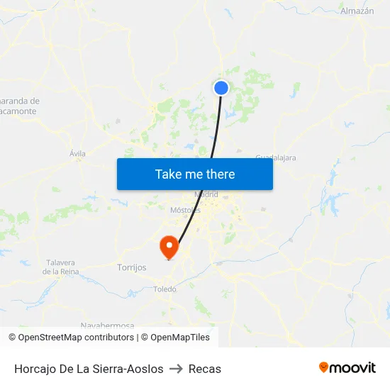 Horcajo De La Sierra-Aoslos to Recas map