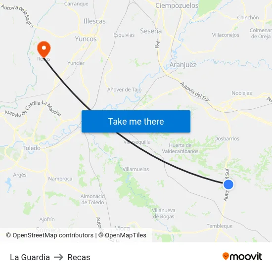 La Guardia to Recas map