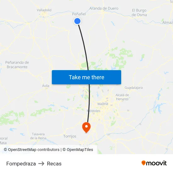 Fompedraza to Recas map