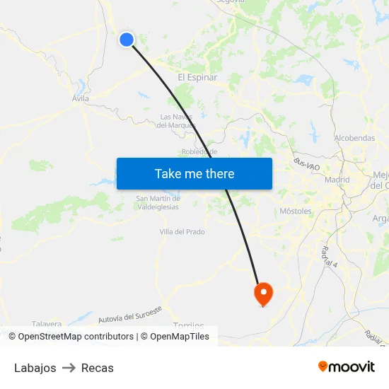 Labajos to Recas map