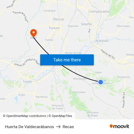Huerta De Valdecarábanos to Recas map