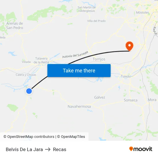 Belvís De La Jara to Recas map
