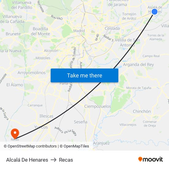 Alcalá De Henares to Recas map