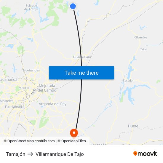 Tamajón to Villamanrique De Tajo map