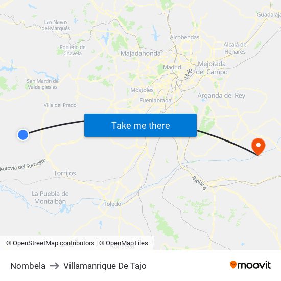 Nombela to Villamanrique De Tajo map
