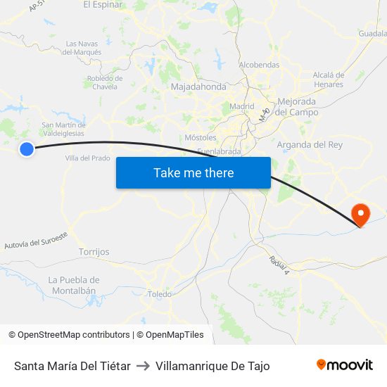 Santa María Del Tiétar to Villamanrique De Tajo map