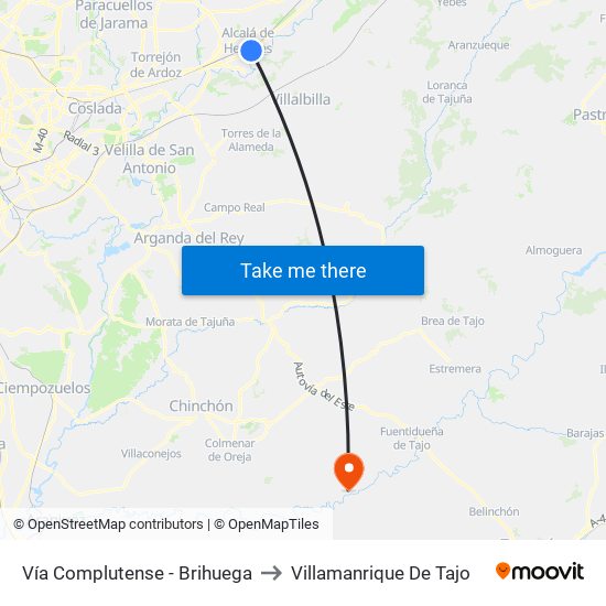 Vía Complutense - Brihuega to Villamanrique De Tajo map