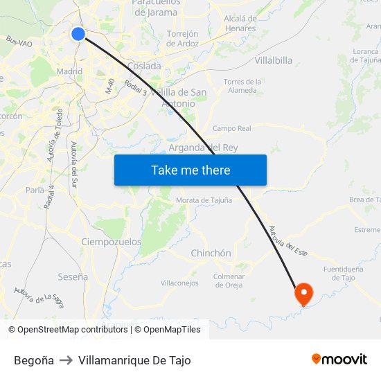 Begoña to Villamanrique De Tajo map