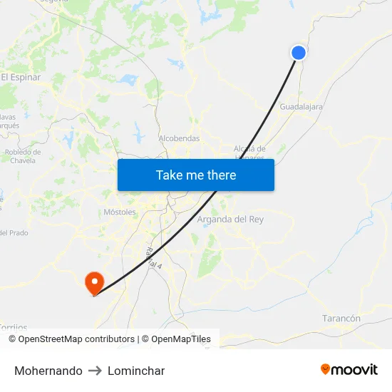 Mohernando to Lominchar map