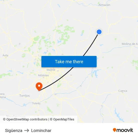 Sigüenza to Lominchar map
