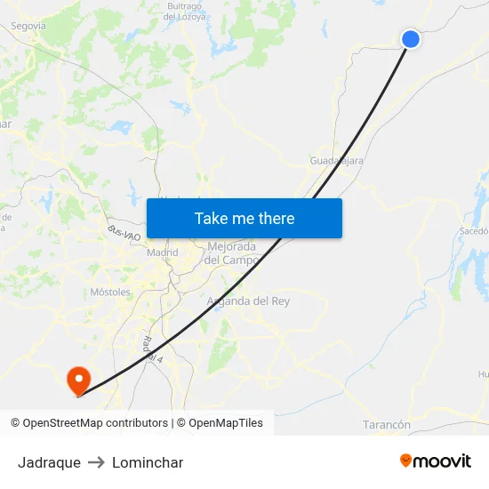 Jadraque to Lominchar map