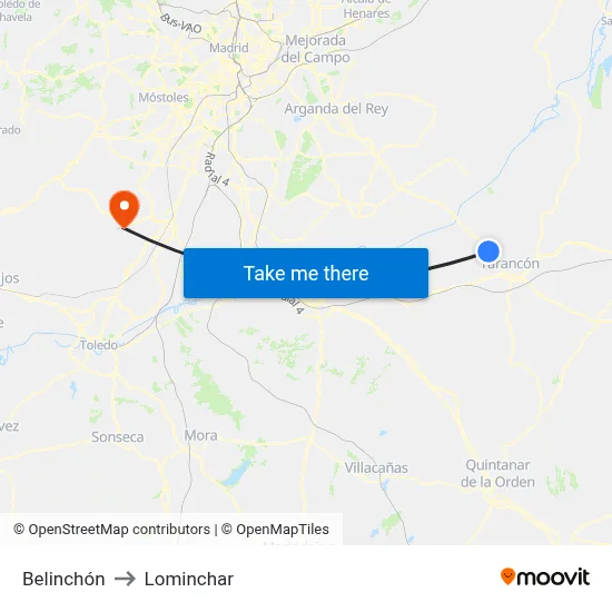 Belinchón to Lominchar map