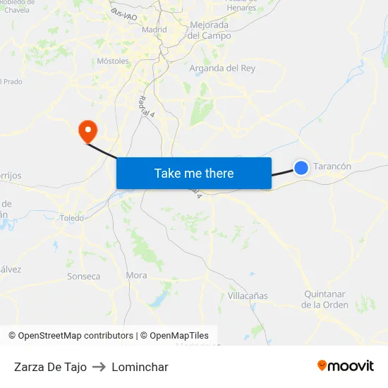 Zarza De Tajo to Lominchar map