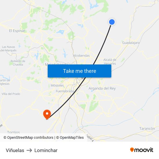 Viñuelas to Lominchar map