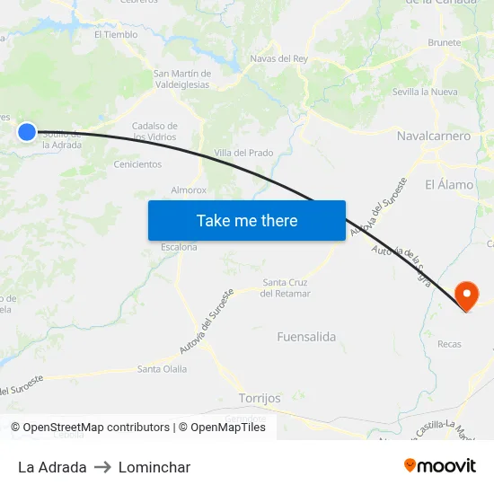 La Adrada to Lominchar map