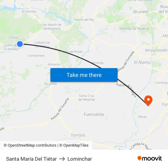 Santa María Del Tiétar to Lominchar map