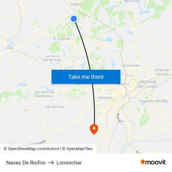 Navas De Riofrío to Lominchar map