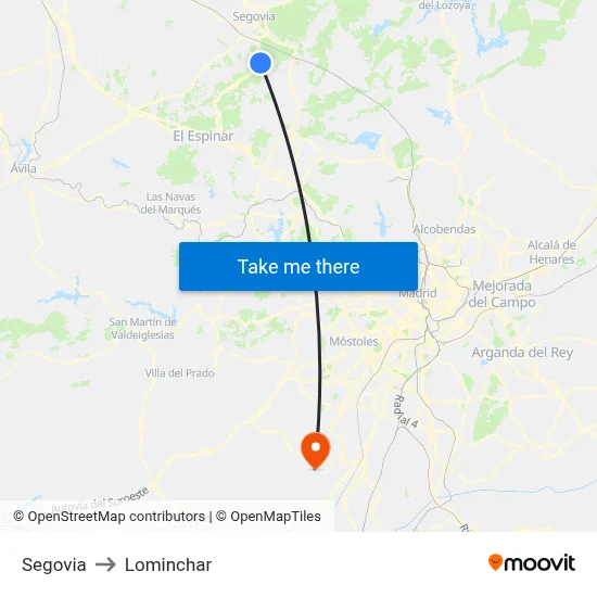 Segovia to Lominchar map