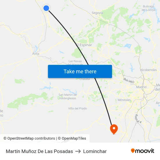 Martín Muñoz De Las Posadas to Lominchar map