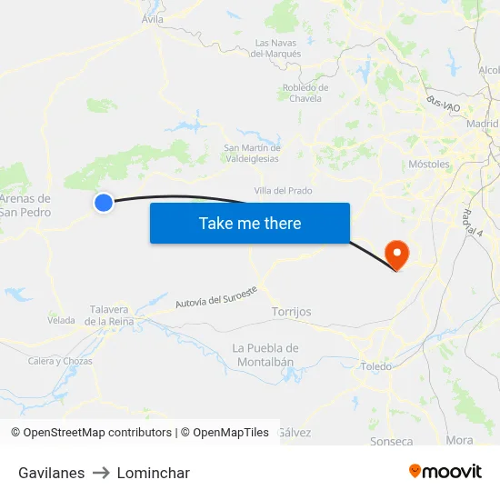 Gavilanes to Lominchar map