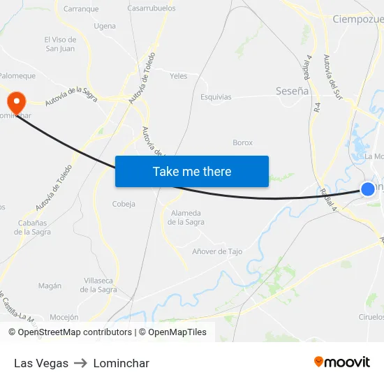 Las Vegas to Lominchar map