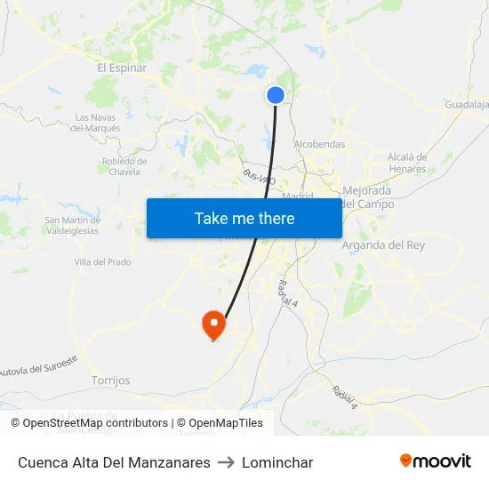Cuenca Alta Del Manzanares to Lominchar map