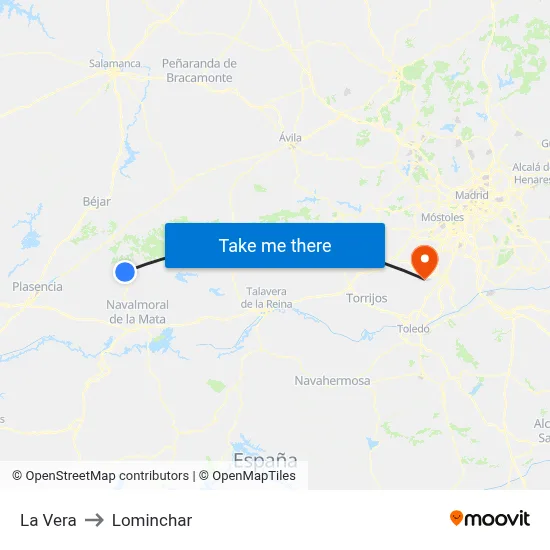 La Vera to Lominchar map
